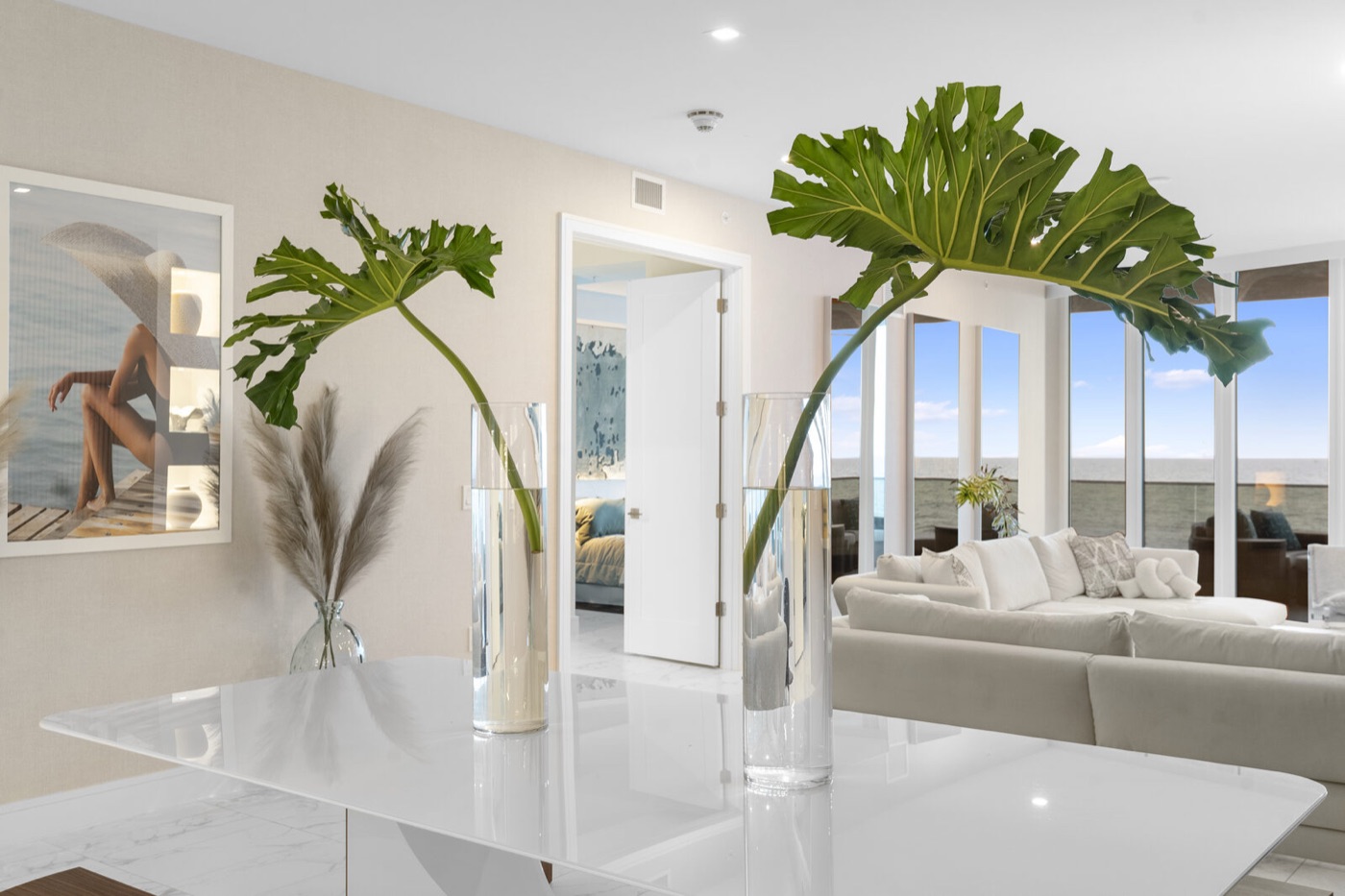 Bright interior with a sea view