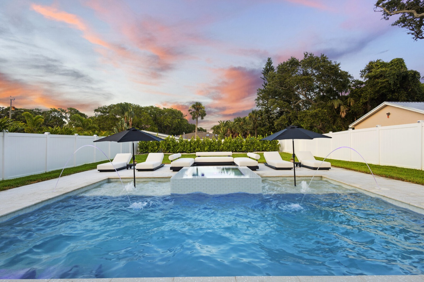 Pool at pink twilight